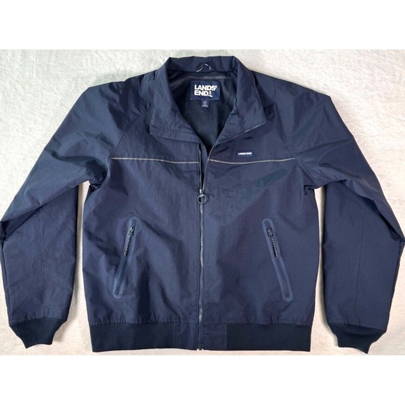 Lands End Jacket Mens Large The Squall Nylon Windbreaker Shell Blue‎ Mesh Lining - Picture 1 of 16
